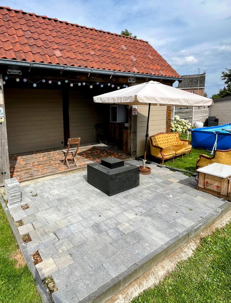 Blauwsteen getrommeld 20x20x2,5 cm, Tuin en Terras, Ophalen, Gebruikt, Terrastegels, Natuursteen