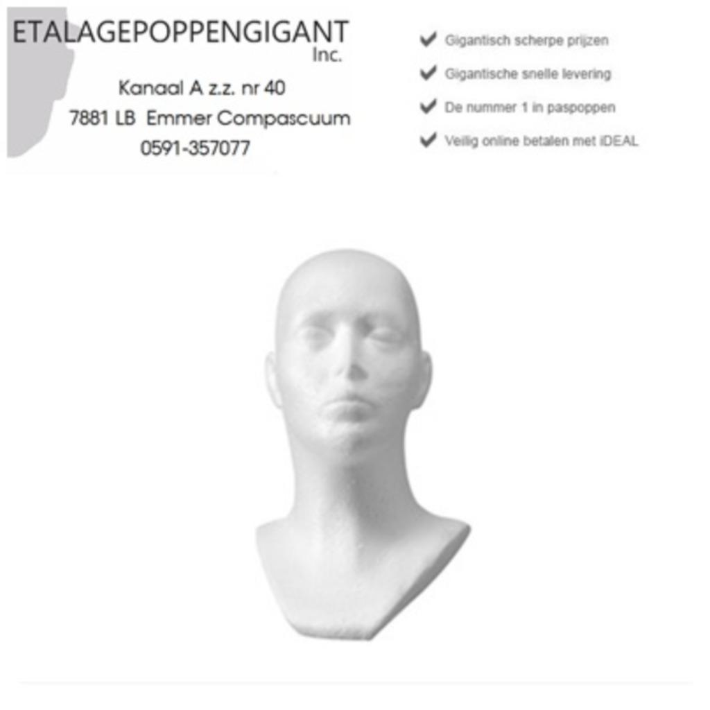 Presentatie Hoofden Piepschuim Etalagepoppengigant, ETALAGEPOPPENGIGANT.NL, Enlèvement ou Envoi, Neuf, One size fits all