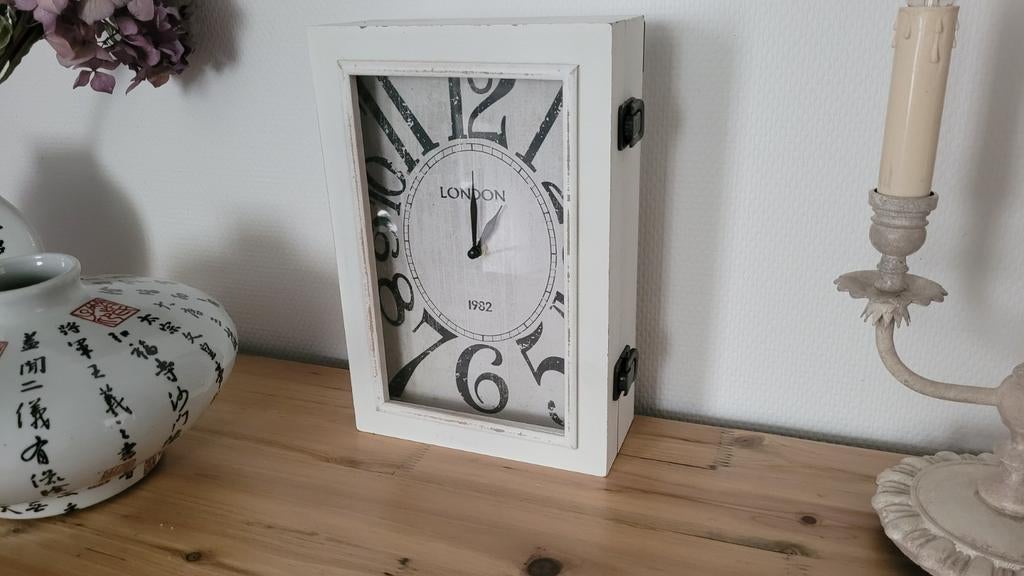 Theedoos met klok, Ophalen of Verzenden, Zo goed als nieuw, Wandklok