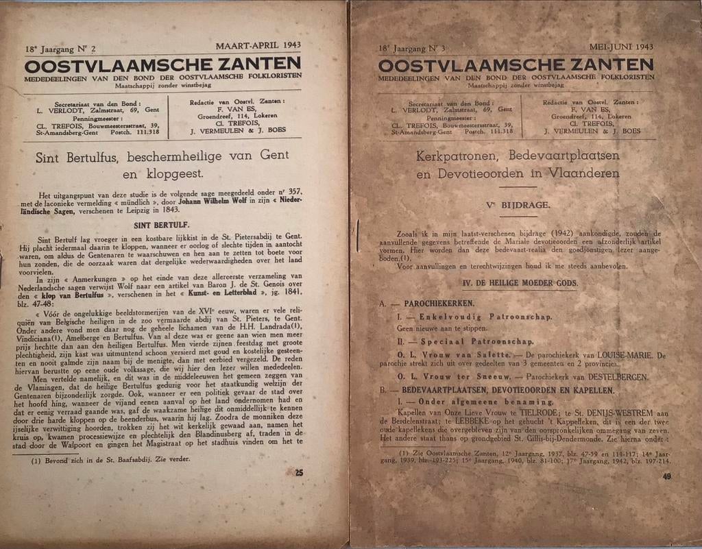 Oostvlaamsche Zanten 18 jaargang nrs 2-3-4-5 (1943), Ophalen of Verzenden, Gelezen