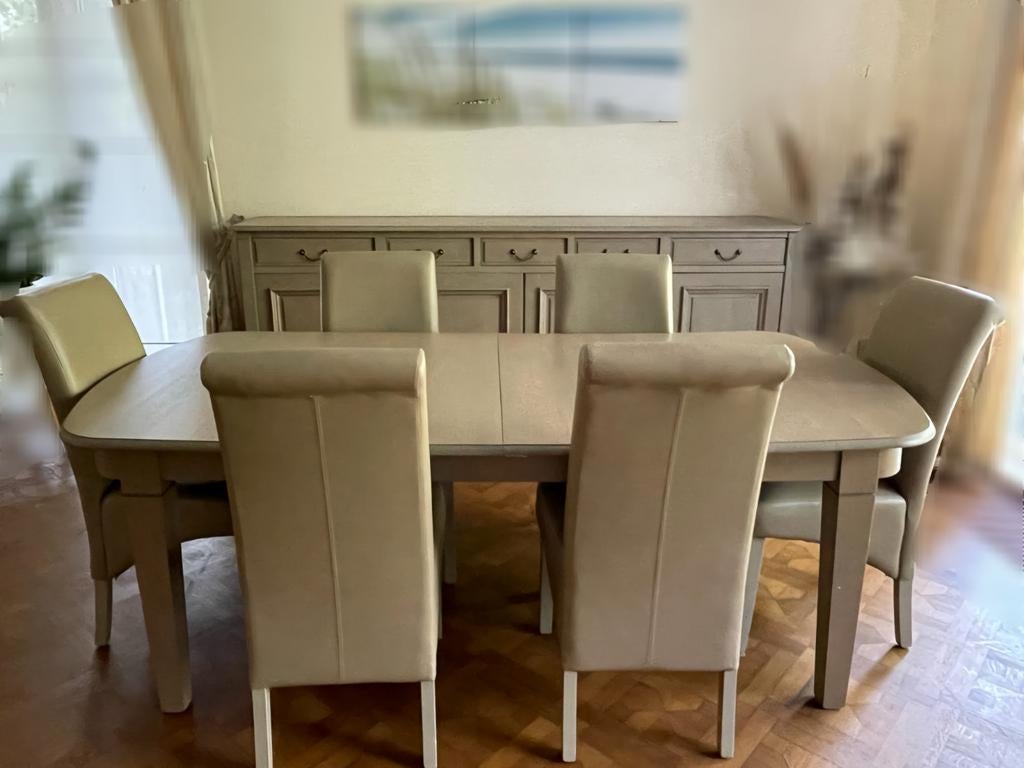 salle à manger complète en chêne massif, Enlèvement, Utilisé, 6 à 8 chaises