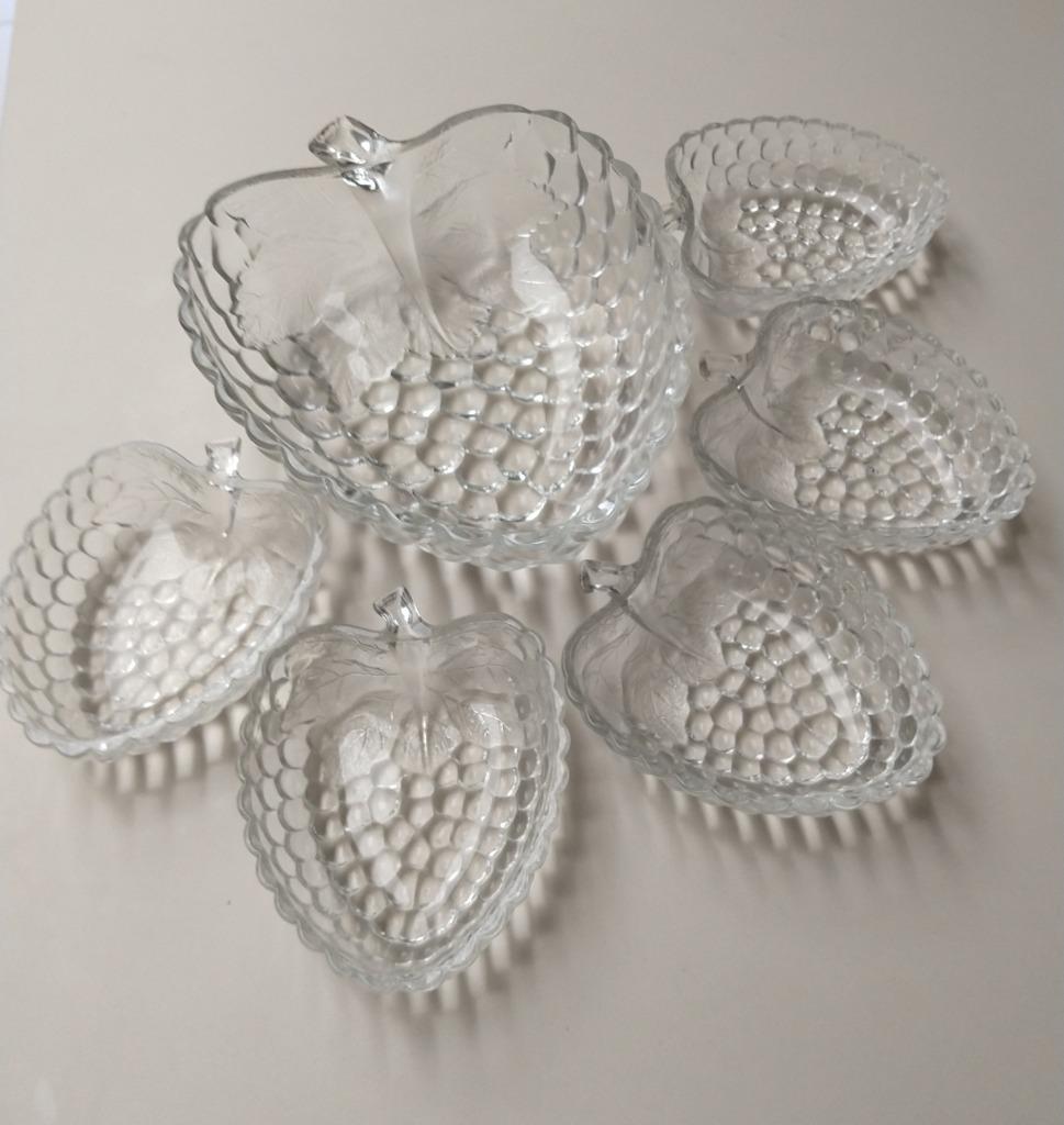 Vintage serveerkommen getextureerd glas in druivenmotief, Ophalen
