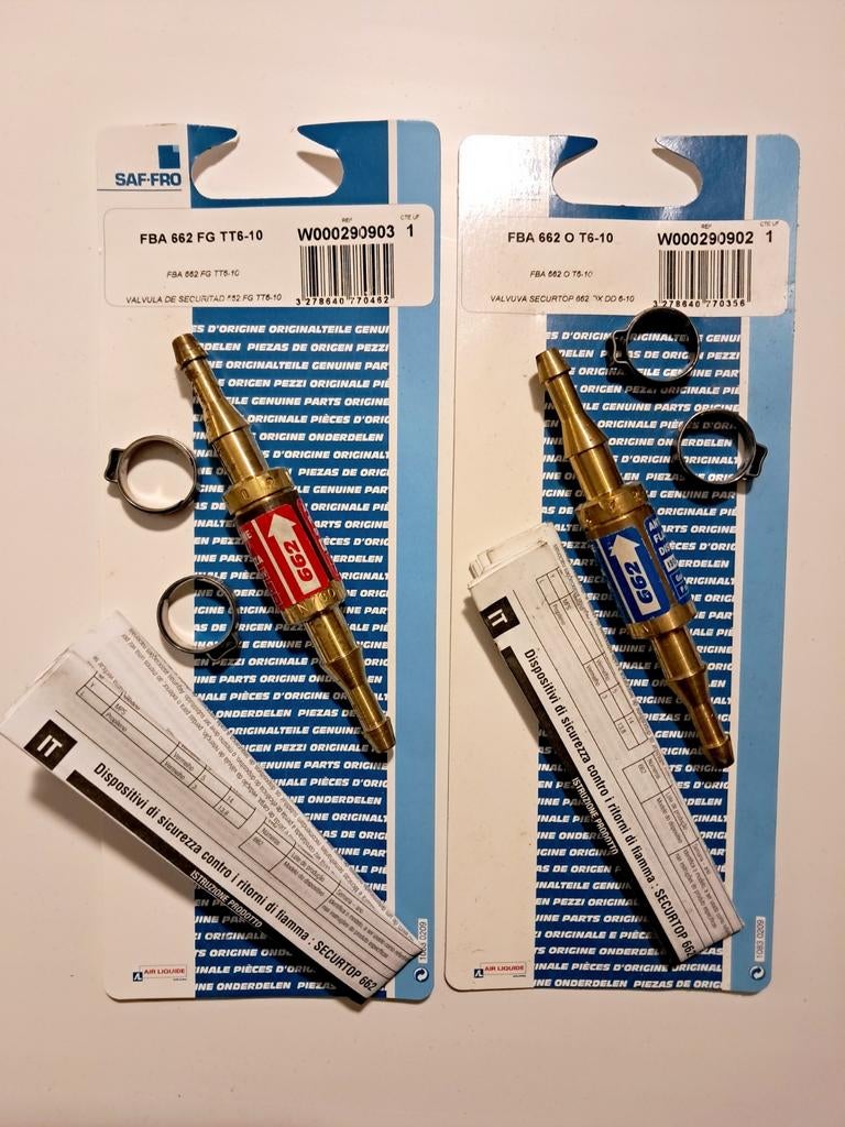 Valves anti-retour SAF-FRO neuves – Pack oxygène + acétyl, Enlèvement ou Envoi