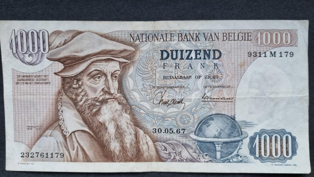 Billet Mercator belge de 1000 francs, Timbres & Monnaies, Enlèvement ou Envoi
