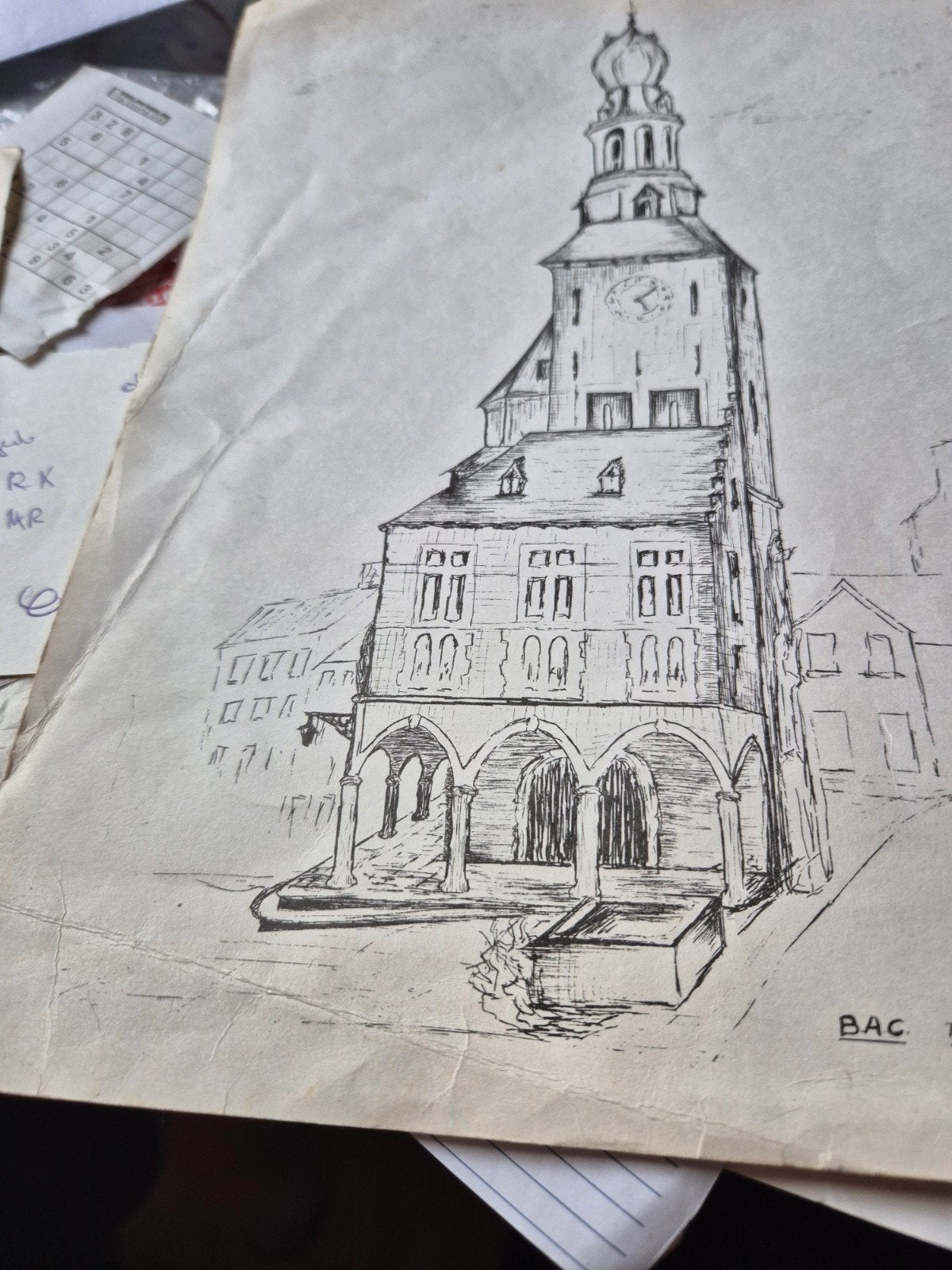 Pentekening. TIELT, Antiek en Kunst, Kunst | Tekeningen en Fotografie, Ophalen