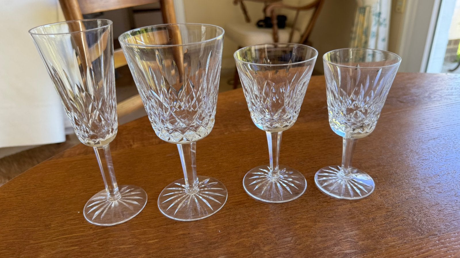 Magnifique service 39 verres cristal taillé Val St Lambert, Enlèvement