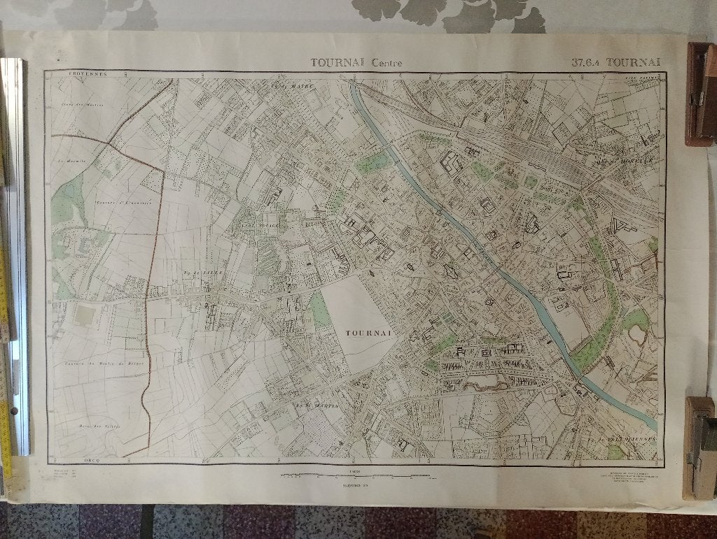 Carte topographique Tournai Centre 1968 (62x92cm), Enlèvement ou Envoi, Belgique, Autres types