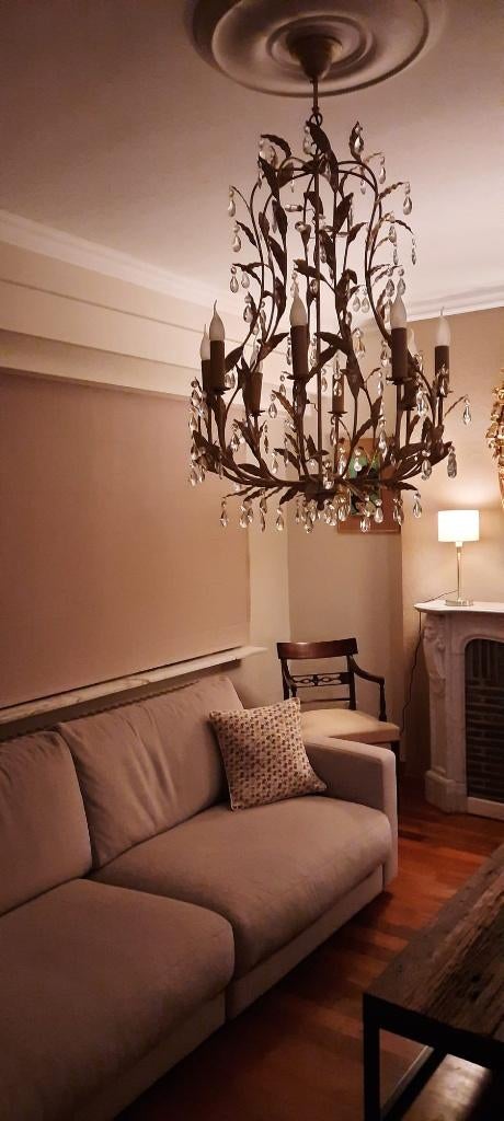 Luster landelijk, Huis en Inrichting, Lampen | Kroonluchters, Ophalen, Metaal