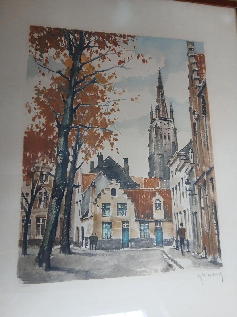 genummerde ets "Brugge Walplein en OLVrouwkerk", Ophalen
