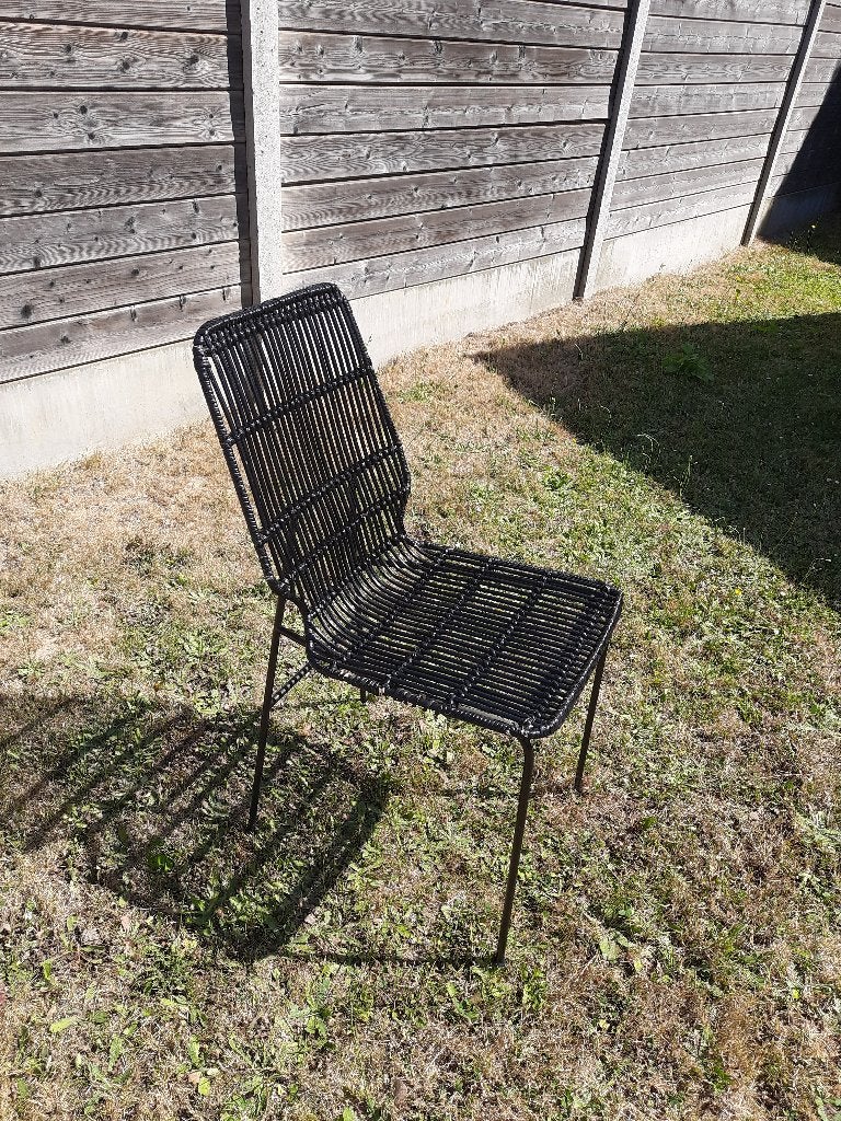 Zwarte rotan stoel (4 beschikbaar), Ophalen, Gebruikt, Zwart, Riet of Rotan