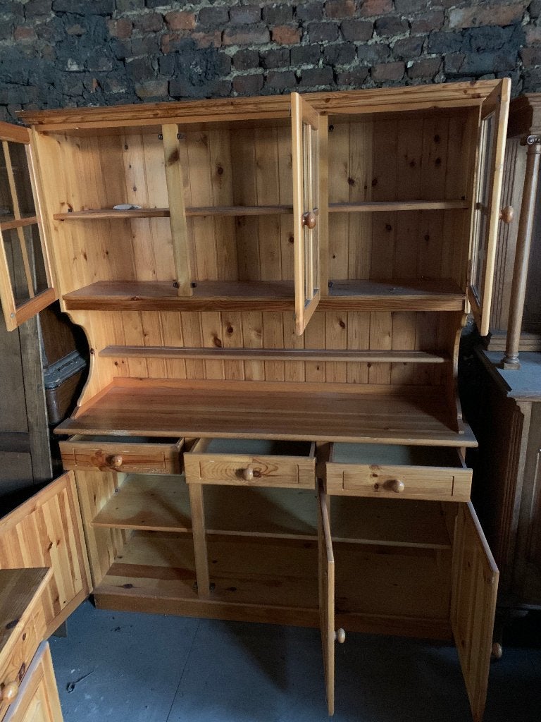 Ensemble vaisselier buffet en pin massif, Maison & Meubles, 25 à 50 cm, 100 à 150 cm, Utilisé, 150 à 200 cm