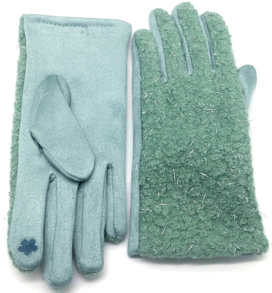 Gants chauds en peluche verts à paillettes, taille unique, Enlèvement ou Envoi, Neuf, Gants
