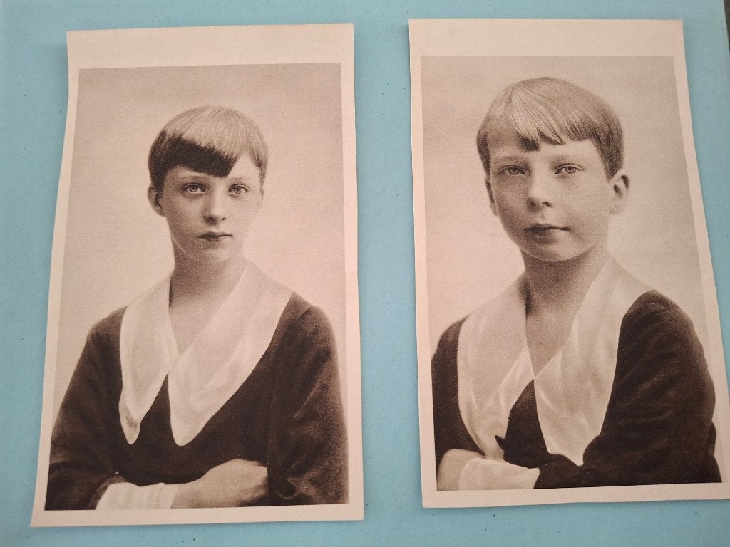 2 kaarten Prins Leopold en Broer Prins Karel ., Verzenden, Zo goed als nieuw, Kaart, Foto of Prent