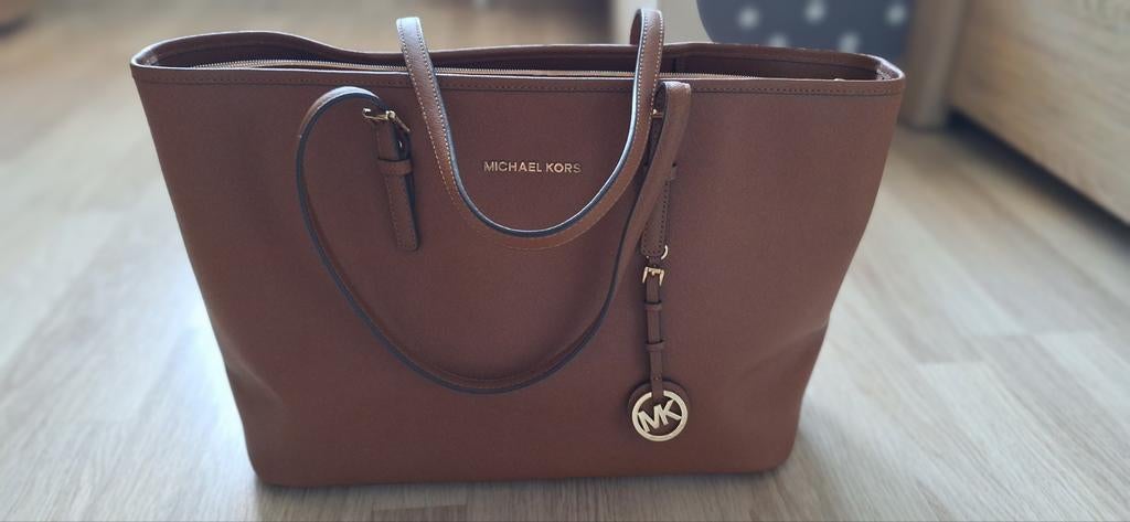Michael Kors cognac leren draagtas, Ophalen of Verzenden, Leer