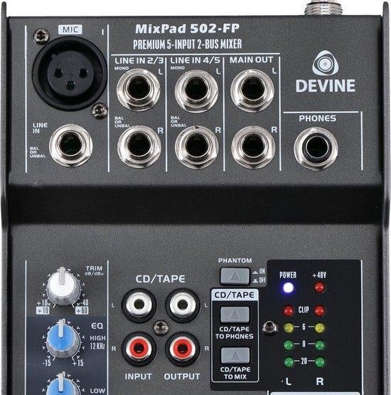 Devine Mixpad 502 profesionele 5 kanaals mixer, Audio, Tv en Foto, Ophalen, Zo goed als nieuw, Audio