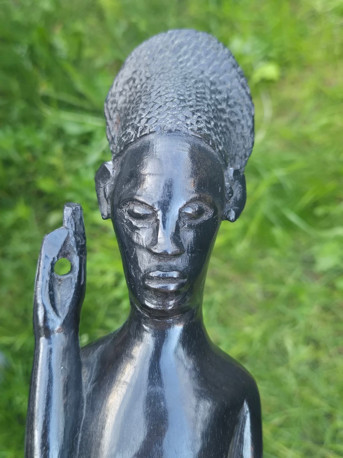 Vintage Afrikaans handgesneden houten beeld 39 cm”, Enlèvement ou Envoi, Statue