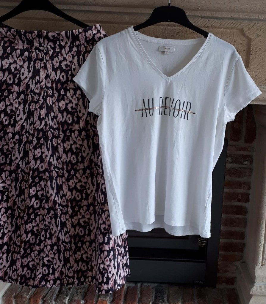 Bel&Bo - rok - zwart print - maat 36 + tshirt wit maat XL, Verzenden, Zwart, Bel & Bo, Zo goed als nieuw