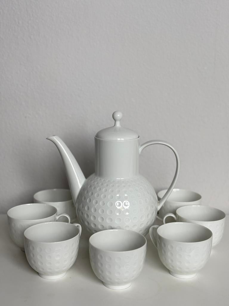 Vintage Arzberg Duitsland Koffieservies - Wit Porselein, Antiek en Kunst, Antiek | Servies compleet, Ophalen of Verzenden