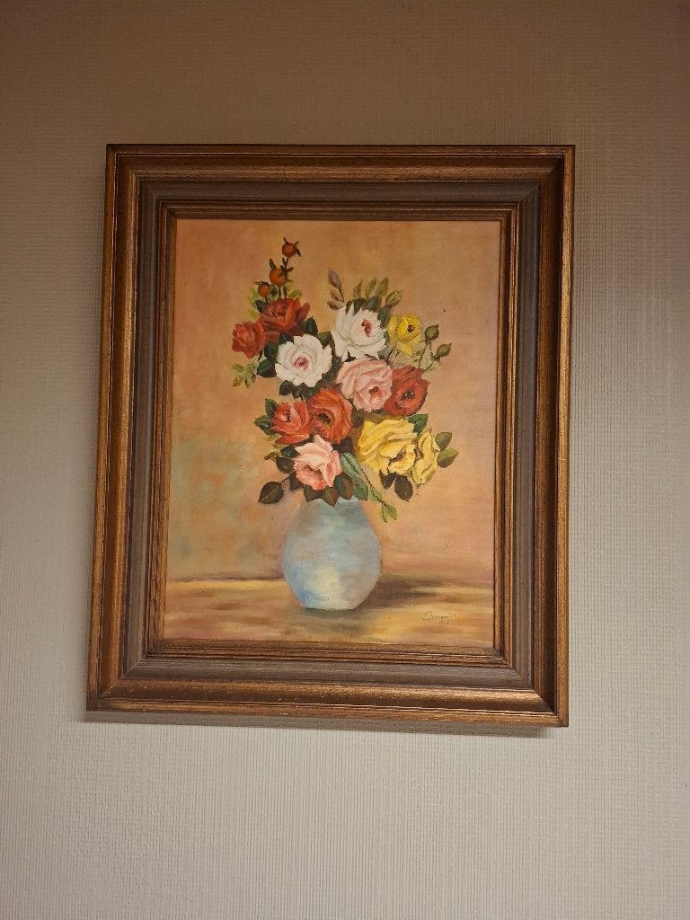 schilderij, Antiquités & Art, Art | Peinture | Classique, Autres techniques, Enlèvement, Nature morte, Encadré
