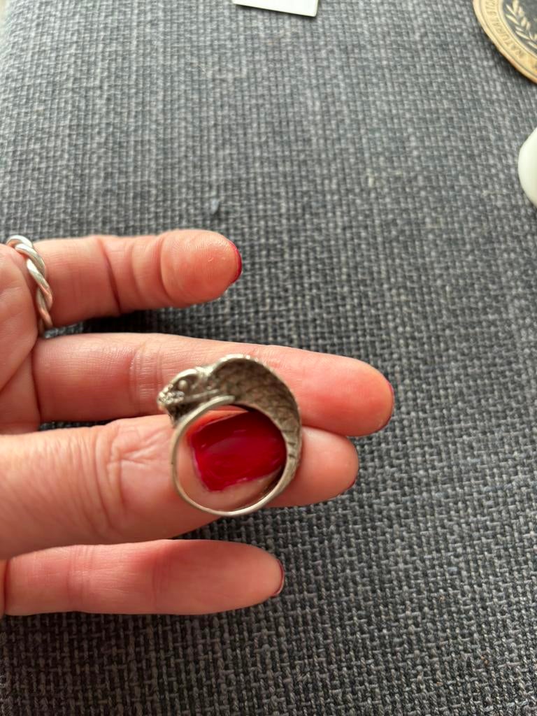 Bague, argent, massif, serpent, Bijoux, Sacs & Beauté, Enlèvement ou Envoi, Comme neuf, Argent, Argent