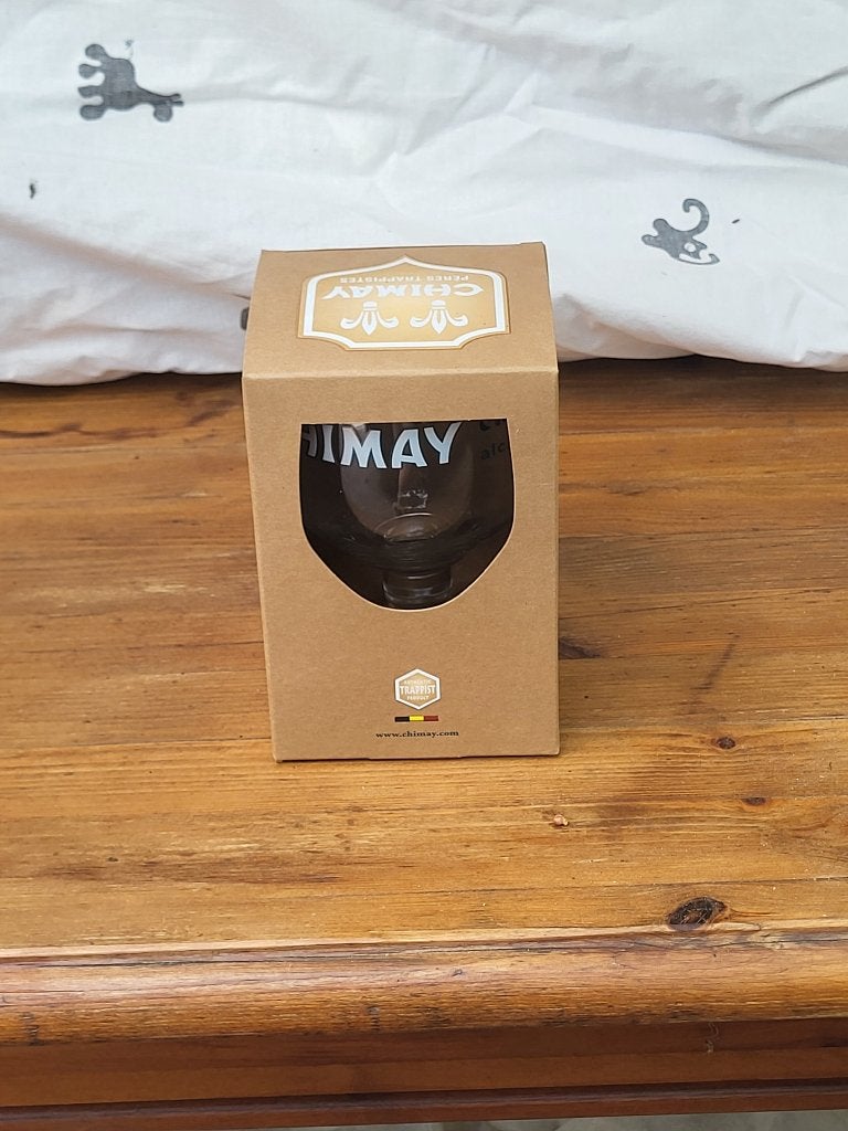 Chimay glas 150 editie met doos, Verzamelen, Ophalen, Nieuw, Bierglas