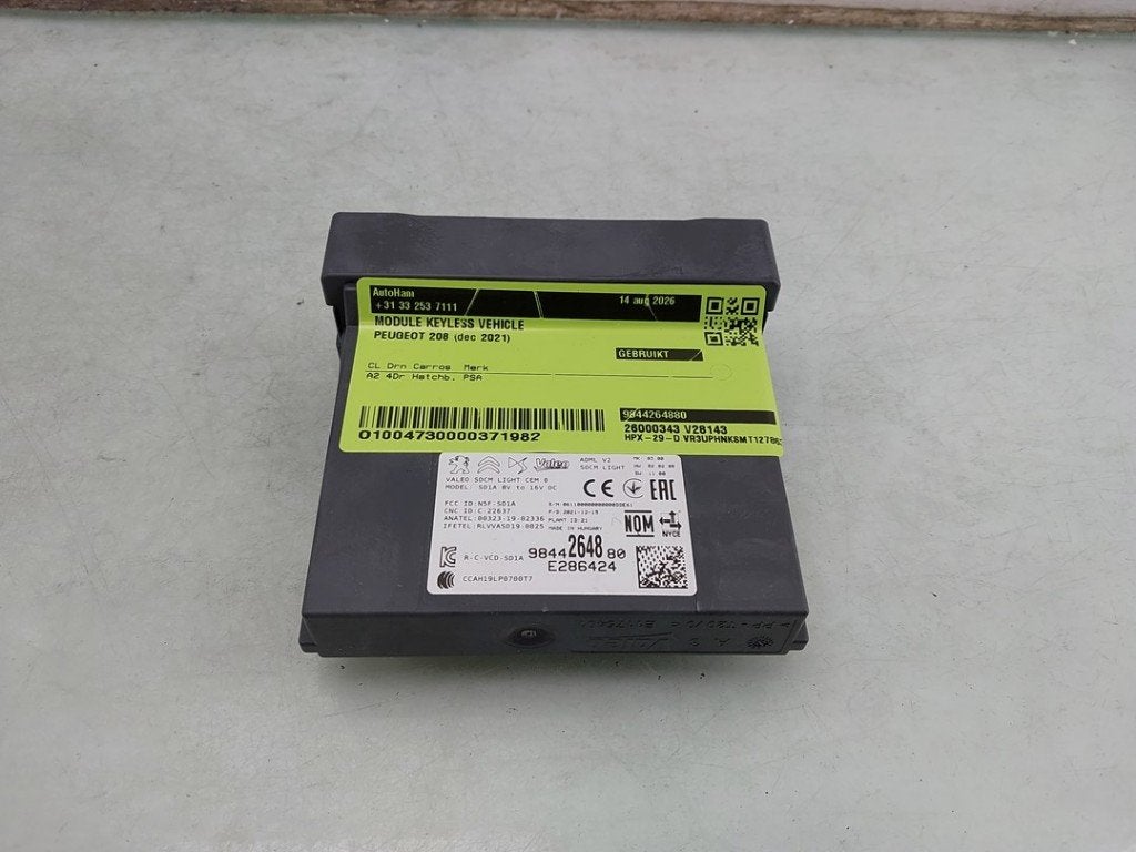 MODULE VÉHICULE SANS CLÉ Peugeot 208 II (UB / UH / UP), Kontakt-peugeot@peugeot.com, Utilisé, Peugeot Deutschland GmbH, Bahnhofsplatz
65423  Rüsselsheim, DE