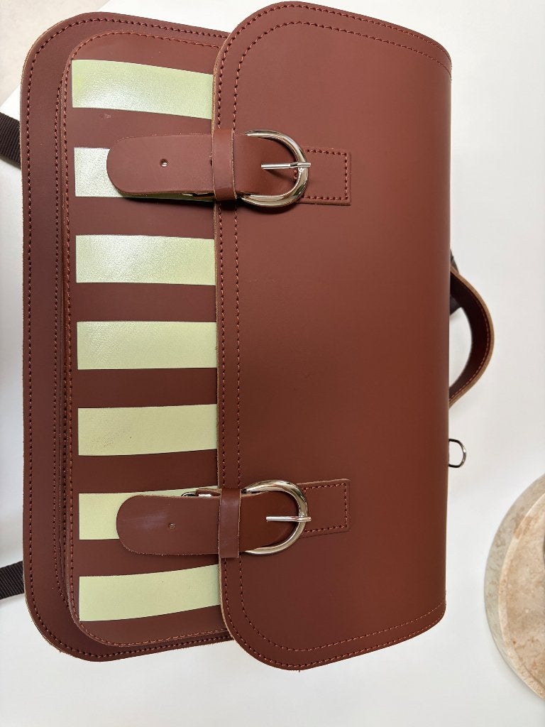 Nieuwe leren boekentas own stuff, 30 tot 40 cm, Minder dan 30 cm, Bruin, Aktetas of Boekentas