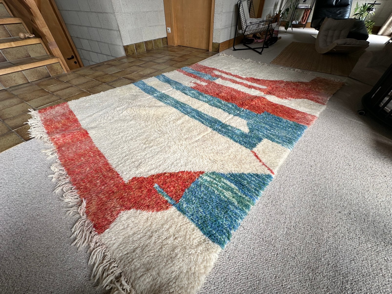 Groot Berbertapijt / Beni Mrirt stijl - 180x260, Ophalen, Zo goed als nieuw, Crème