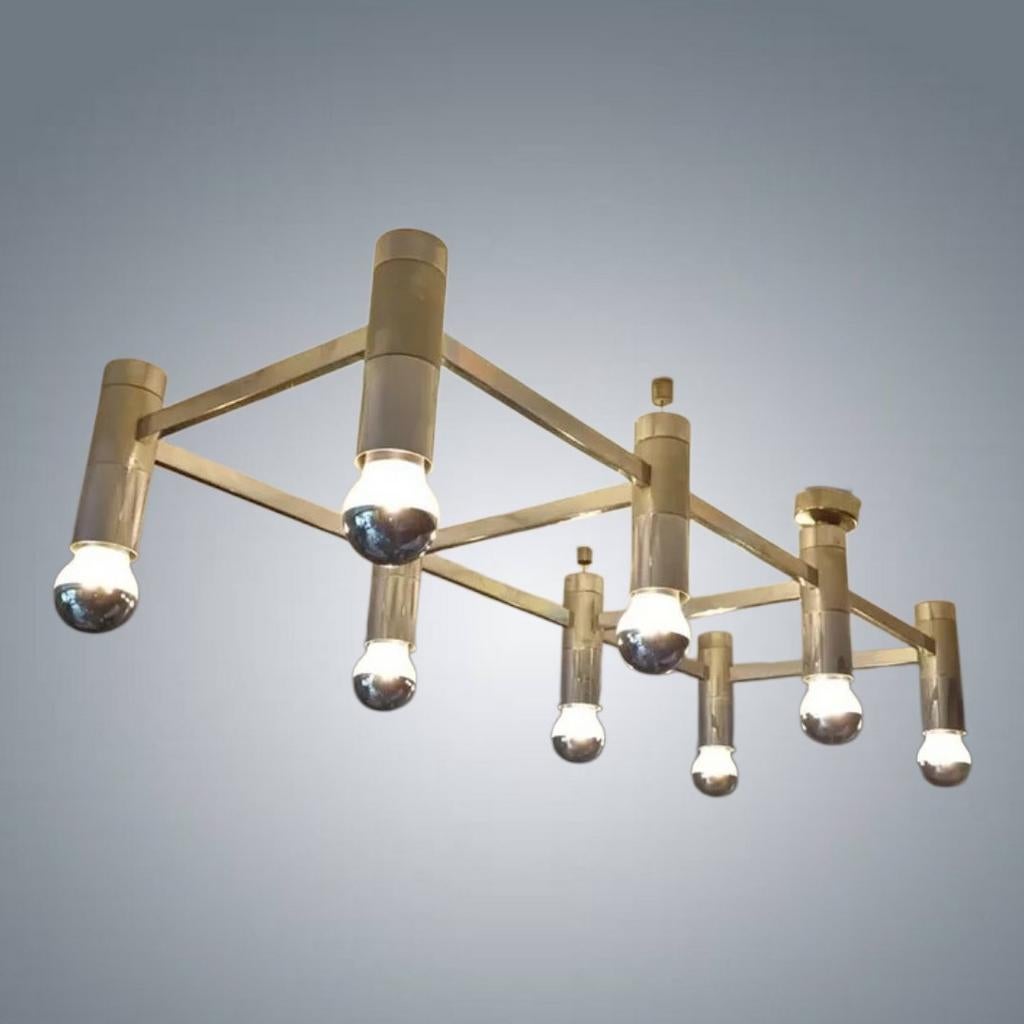Space Age chromen plafondkroonluchter uit de jaren 70, Ophalen