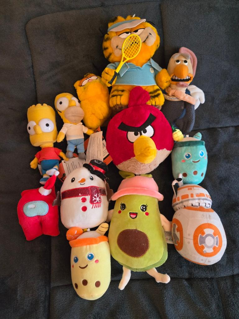 12 pluche knuffels. Garfield, Simpsons,..., Kinderen en Baby's, Ophalen