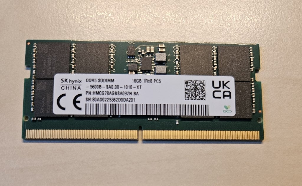SK Hynix 16GB DDR5 5600B SODIMM, Computers en Software, RAM geheugen, Ophalen of Verzenden, Zo goed als nieuw, DDR5, Laptop