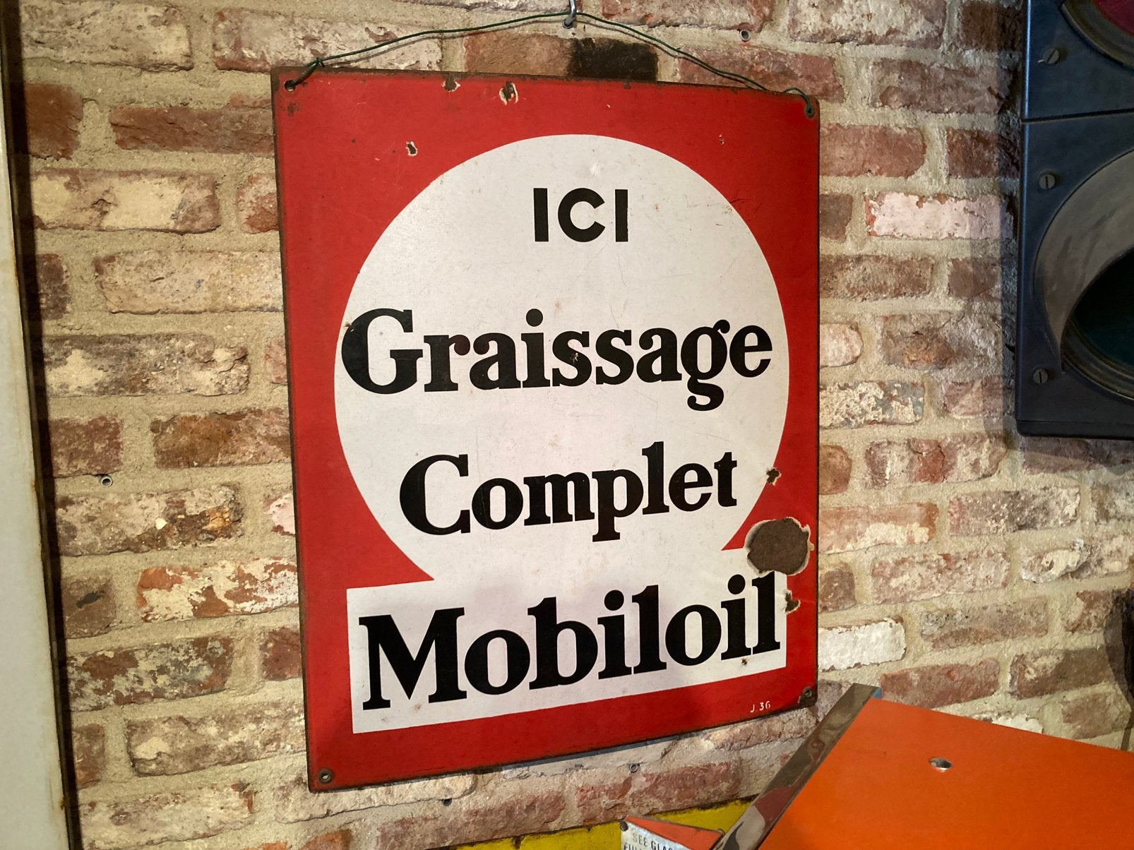 Publicité émaillée Mobiloil 1933, Enlèvement ou Envoi