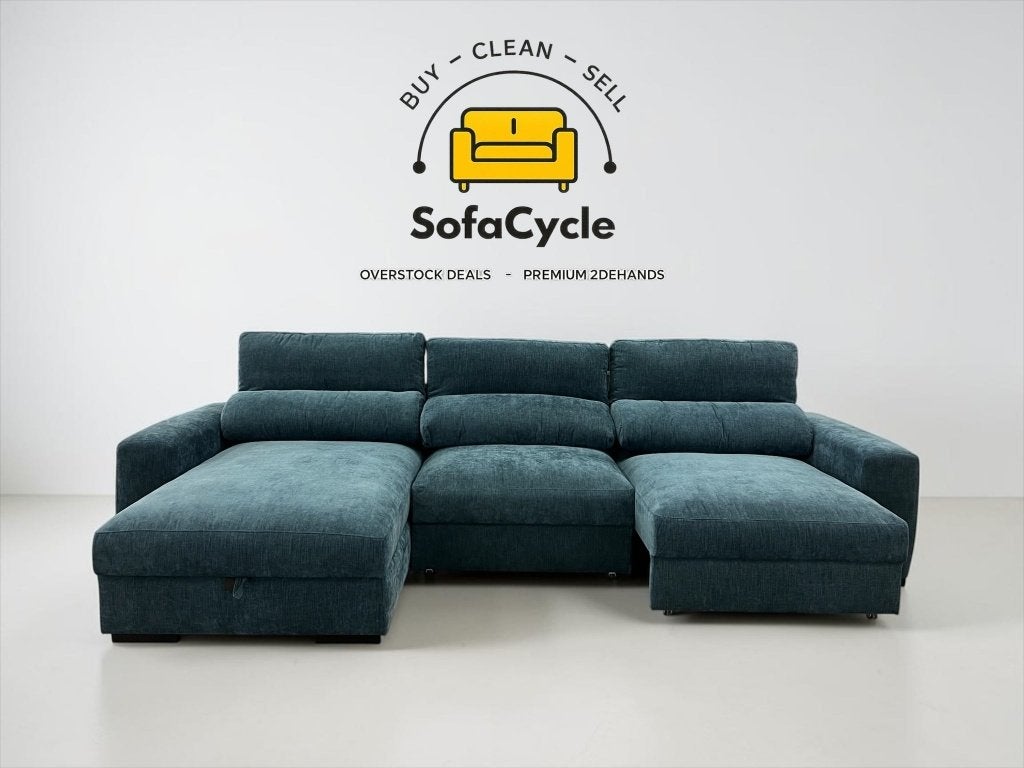 Siège d'angle, fonction couchage, coffre de rangement — neuf, Maison & Meubles, Enlèvement ou Envoi, SofaCycle VOF, Utilisé, Info@sofacycle.be