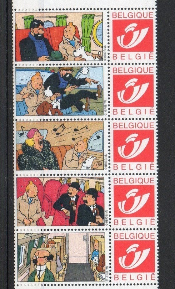 5 duostamps Tintin neufs, Enlèvement