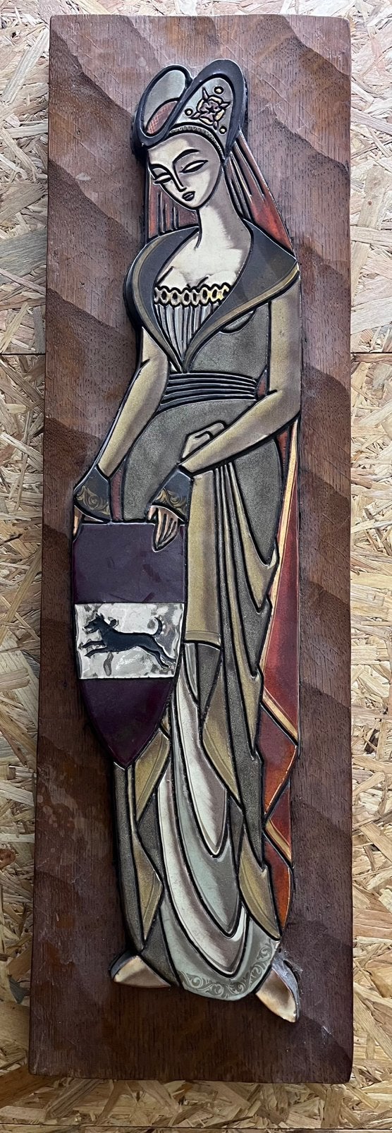 Groot Mid-Century Keramisch Wandpaneel, Antiek en Kunst, Antiek | Religieuze voorwerpen, Ophalen