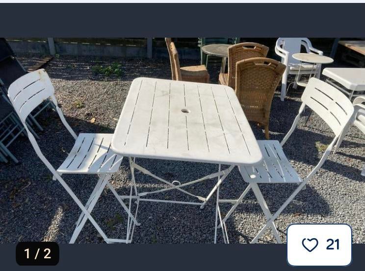 Party tafel en 2 stoelen., Ophalen, Gebruikt