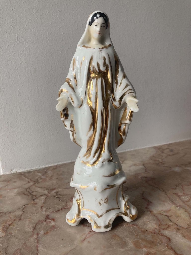 19de eeuws beeldje Maria in biscuit met goudverf, Enlèvement ou Envoi