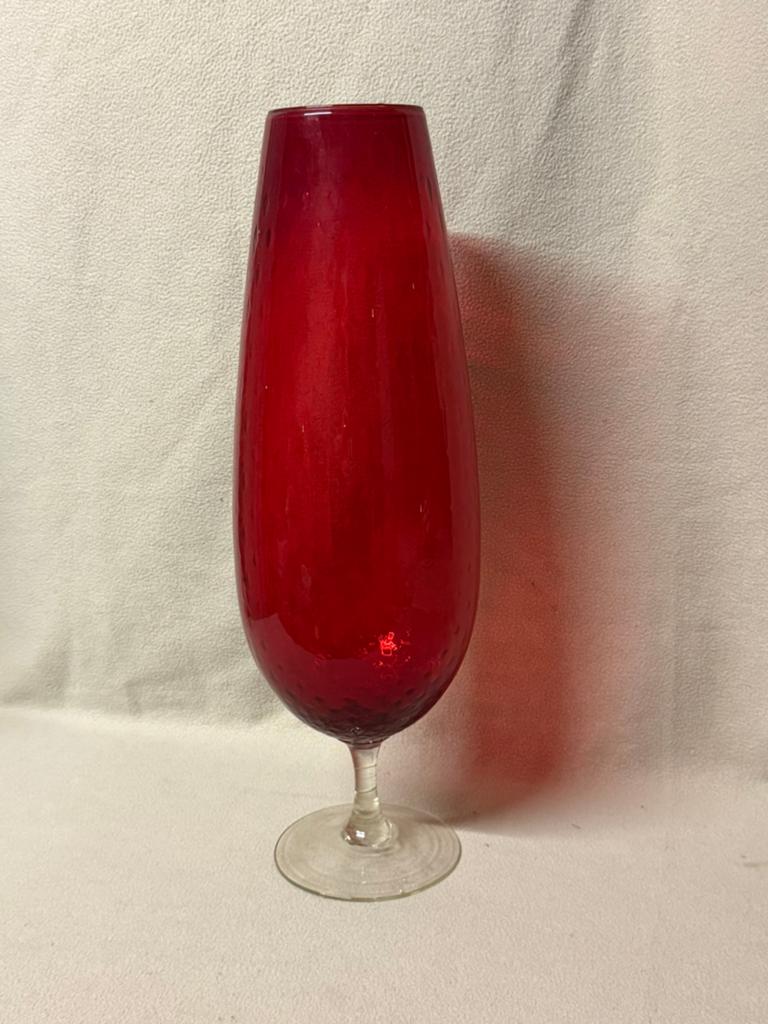 Grote vintage vaas , rood glas, Huis en Inrichting, Woonaccessoires | Vazen, Ophalen, Zo goed als nieuw, Rood, Glas