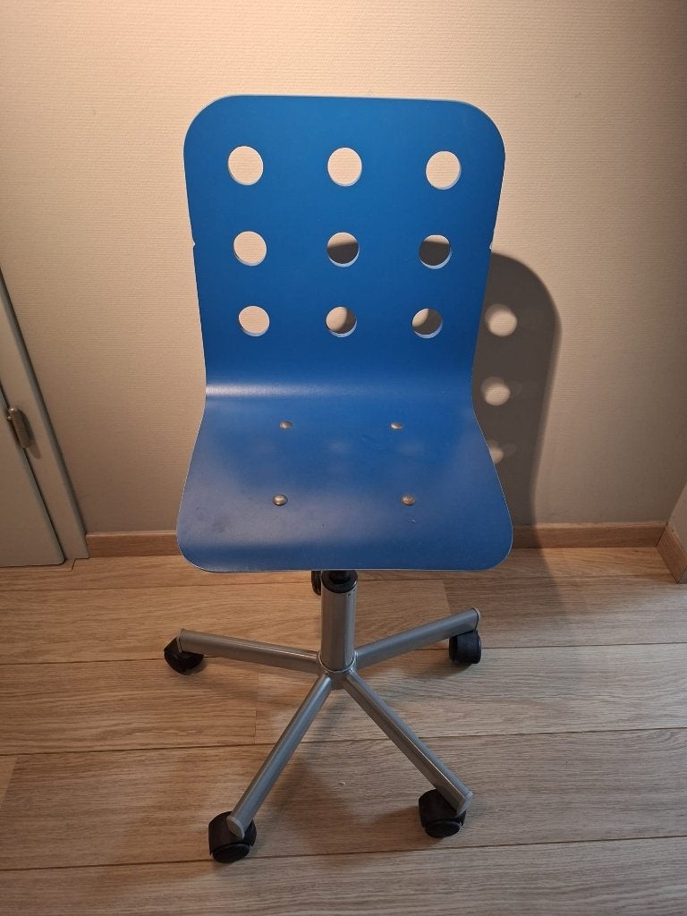 IKEA Jules kinderbureaustoel – blauw, in hoogte verstelbaar, Maison & Meubles, Chaises de bureau, Utilisé, Chaise de bureau, Bleu