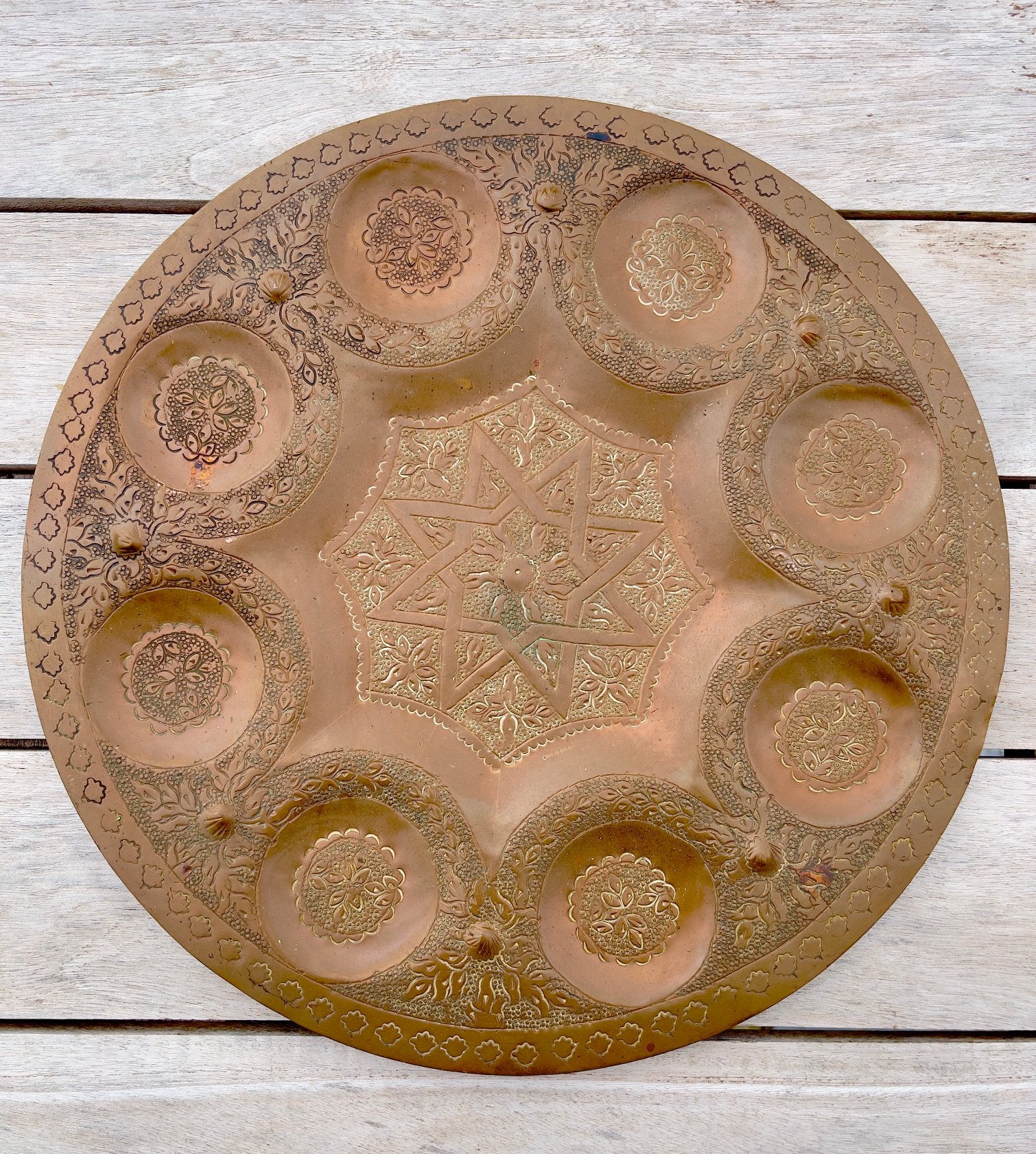 Oud Moors plateau jaar 50, gewicht 1,43 kg, diameter 35, Ophalen, Koper