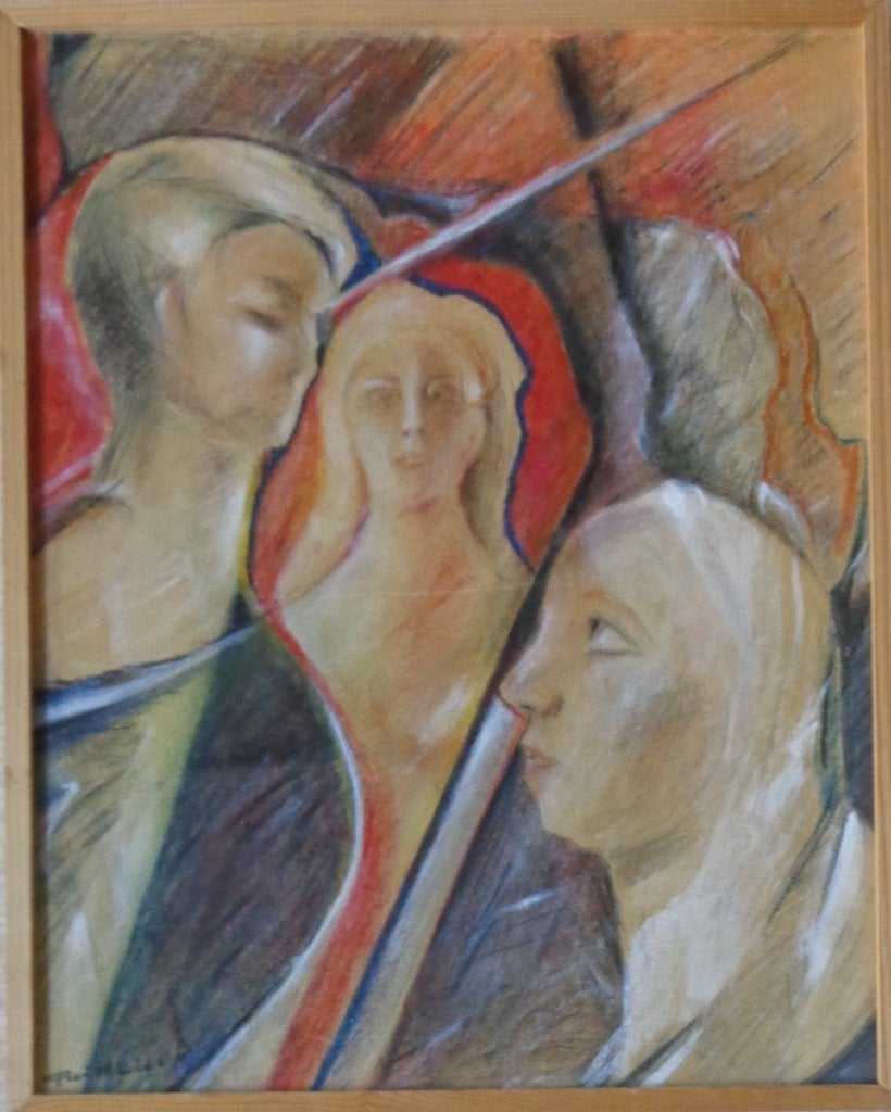ROITTEZIO / FIGUREN / ORIGINEEL WERK / 77x62cm / KADER / SIG, Signé, Figures, Enlèvement, Papier/carton