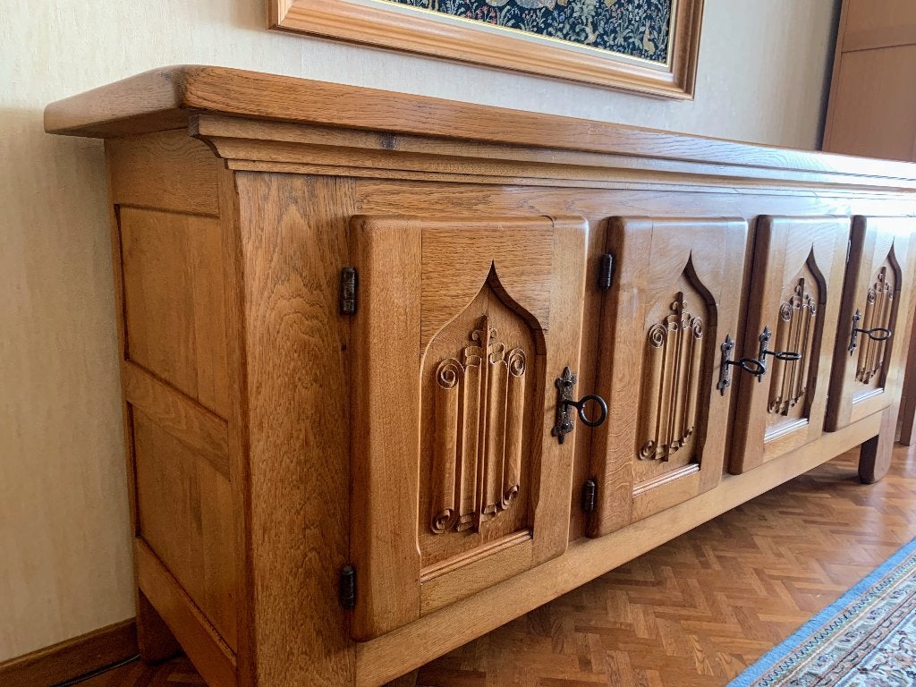 Lage eikenhouten buffetkast, Huis en Inrichting, Ophalen, Met plank(en), Gebruikt, Klassiek