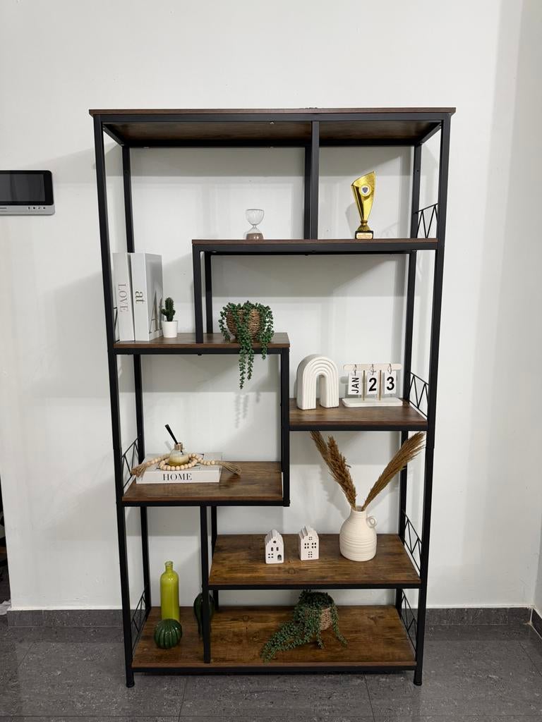 Moderne metalen wandrek met houten legplanken, Huis en Inrichting, Kasten | Stellingkasten, Nieuw, Ophalen