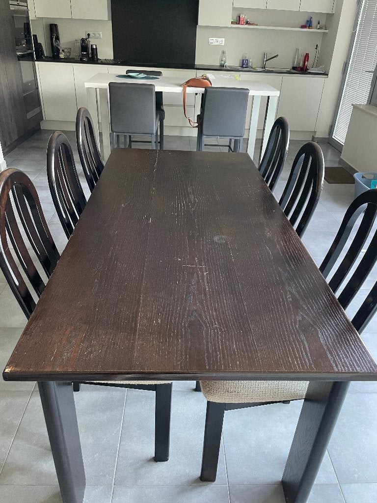 Eettafel + 6 stoelen, Ophalen, Gebruikt, 50 tot 100 cm, Vijf personen of meer