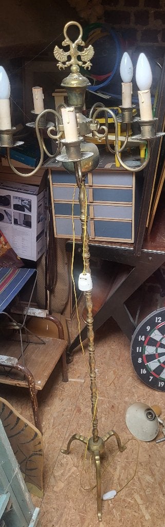 Kandelabor vloerlamp / messing, Antiek en Kunst, Ophalen