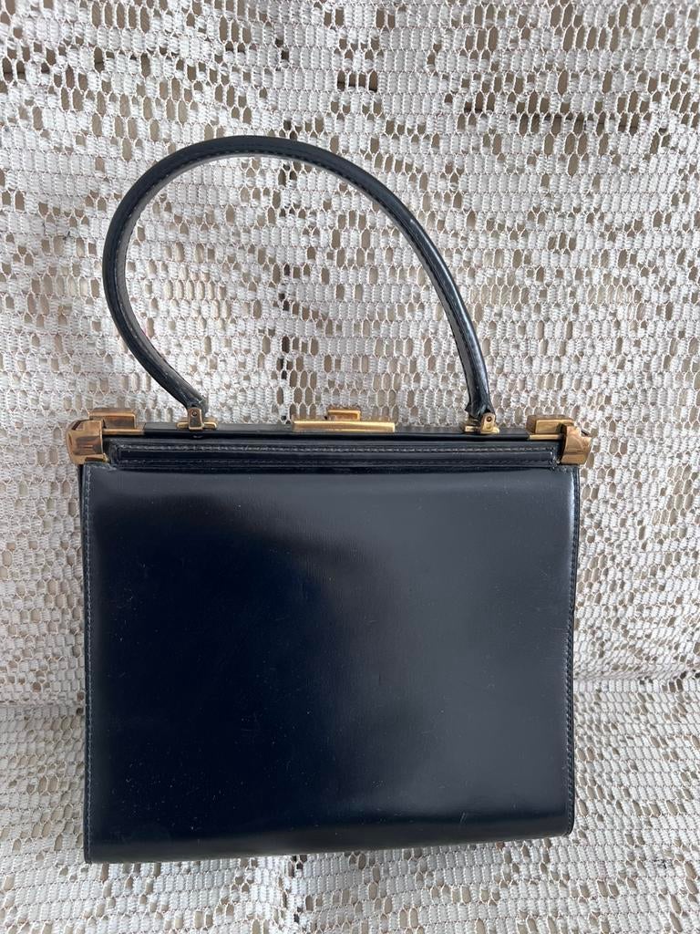 Sac DELVAUX vintage cuir noir impeccable, Bijoux, Sacs & Beauté, Enlèvement ou Envoi, Comme neuf, Noir