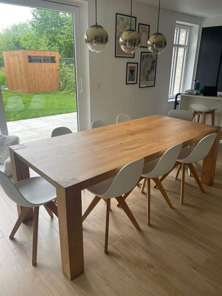 Massief eiken eettafel, Huis en Inrichting, Ophalen, Zo goed als nieuw
