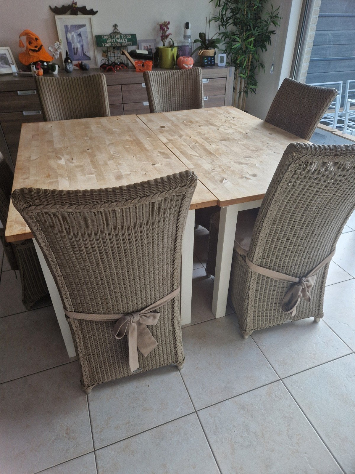 LOT DE 6 CHAISES BRISTOL EN OSIER TRESSÉ – AVEC COUSSINS, Maison & Meubles, Enlèvement, Utilisé, 4 à 6 chaises