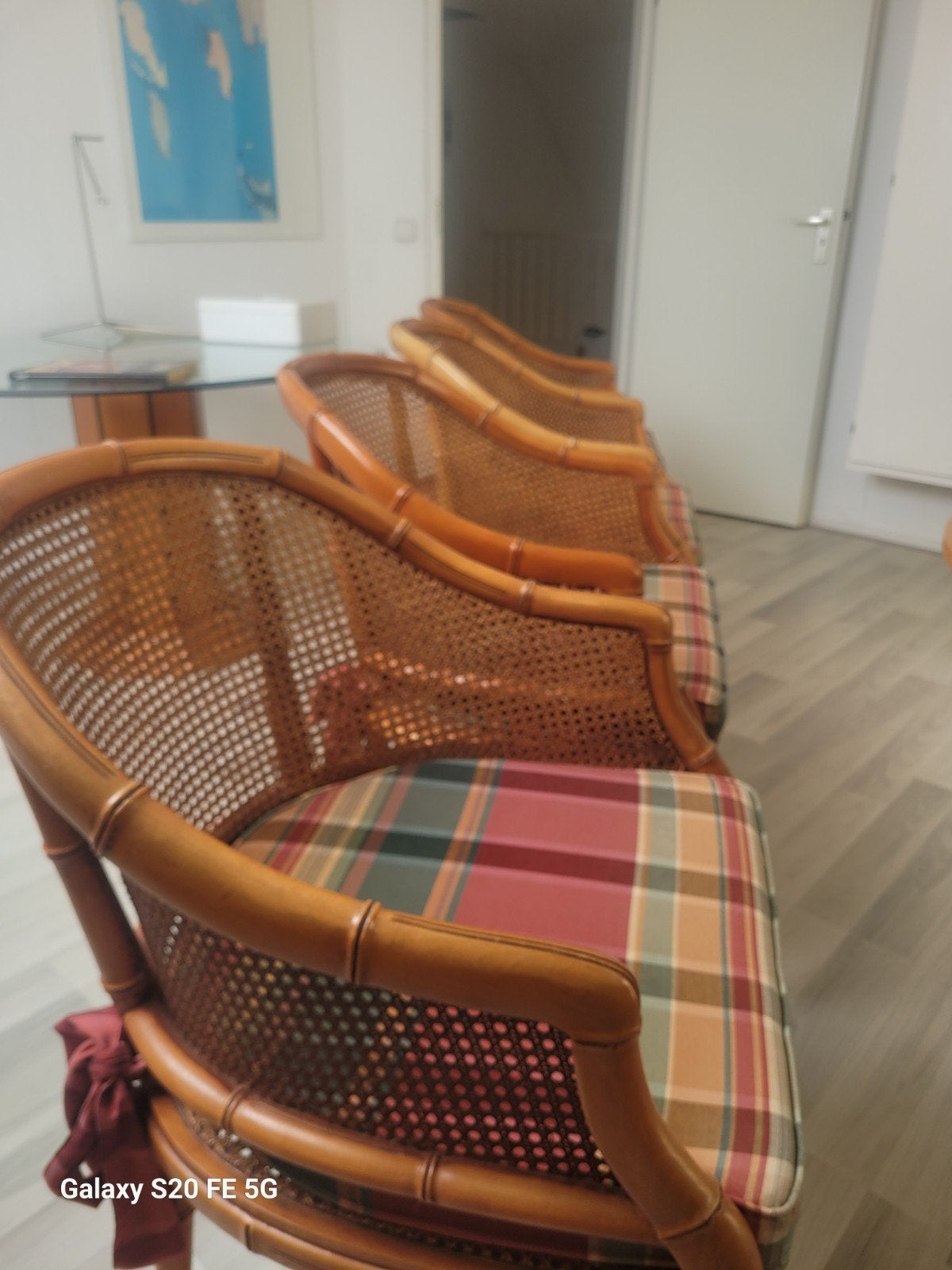 Vintage Giorgetti Faux Bamboo Set (4 Stoelen +tafel), Enlèvement, Bois