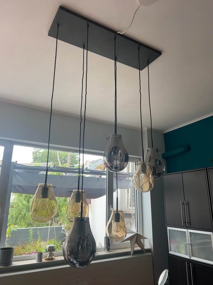 Suspension design "Charlie" Coco Maison - 7 globes en verre., Maison & Meubles, Suspension, Design, LED, Verre